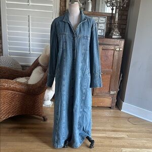 OUT OF THE BLUE J. JILL DENIM LONG BUTTON LINED JACKET 24 W WOMAN